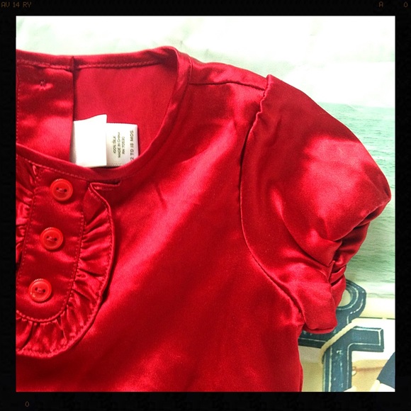 Janie & Jack Red Satin Girls 12-18 M Blouse Top - Picture 2 of 8